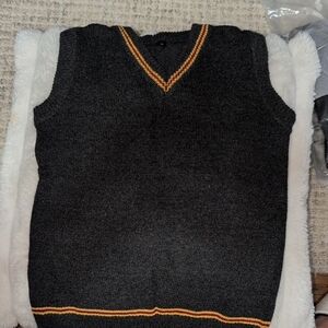 Unk Kids Gray Sweater Vest with Orange Trim